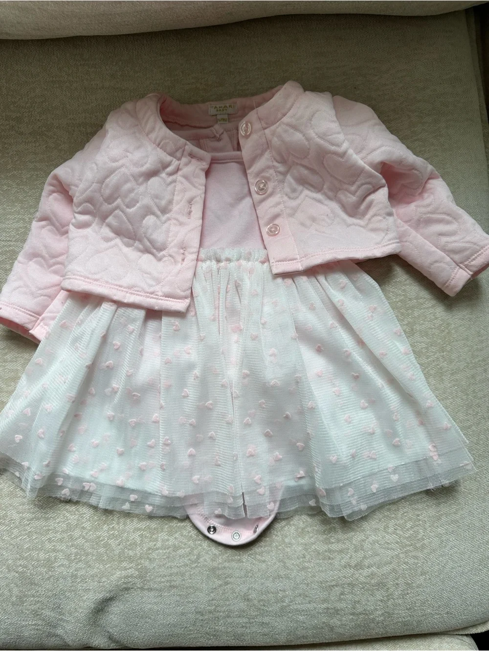 Pink Baby Dress & Quilted Cardigan Set